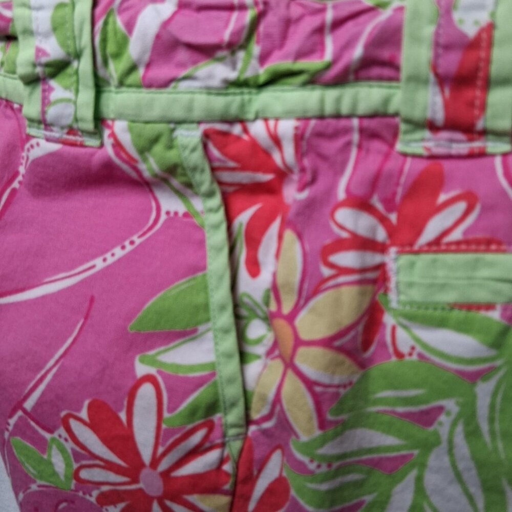 Lilly Pulitzer Shorts Girls 7 Garden Vista Pink Green Elephant Floral Beach - Picture 8 of 14